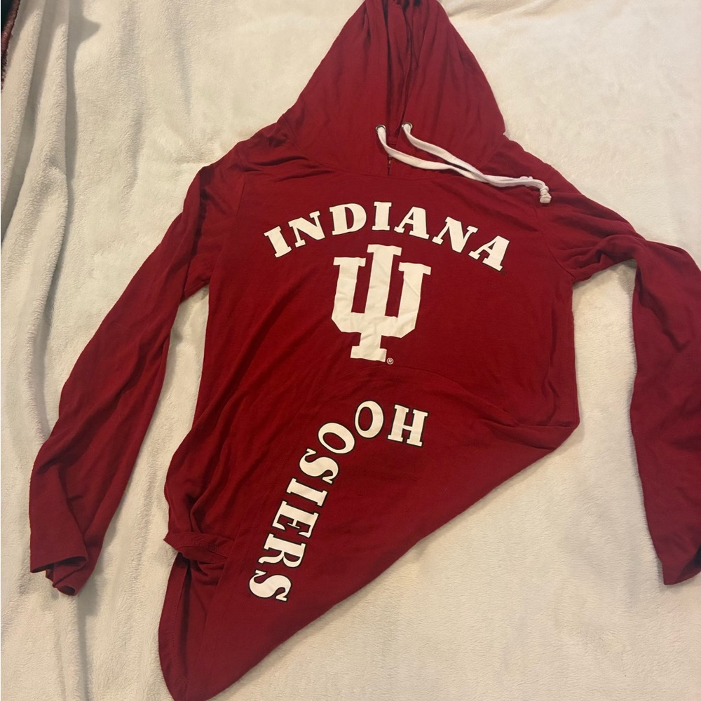 Indiana Hoosiers Red Hooded Tee with IU Logo